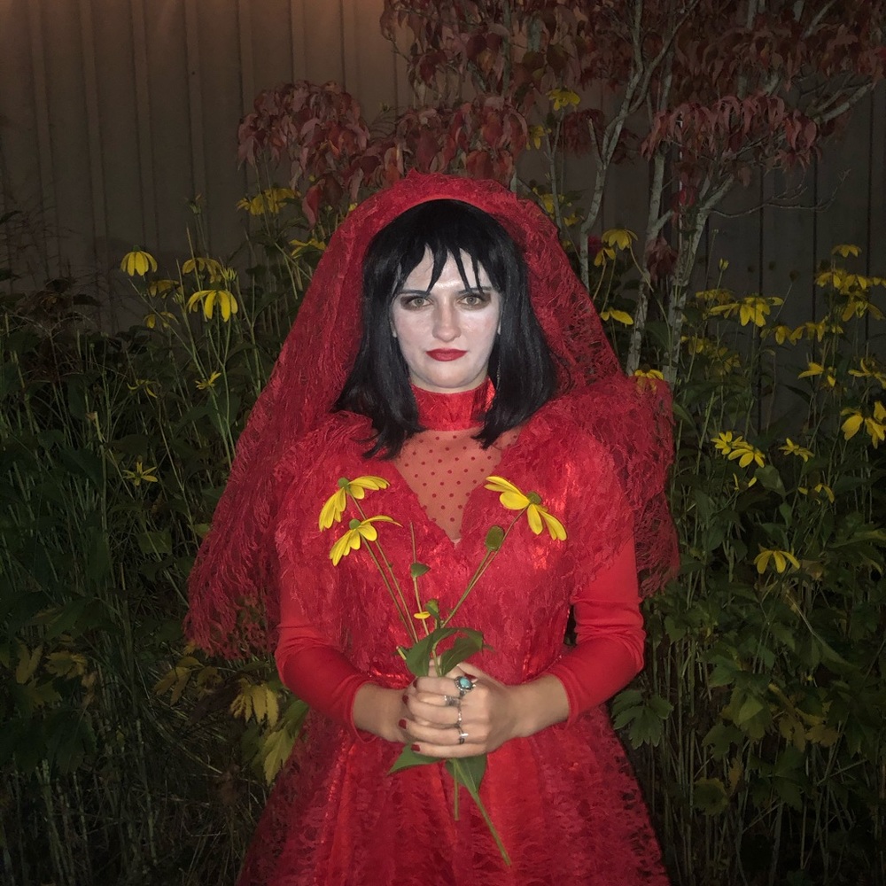 Bride of BeatleJuice Halloween costume + wig.